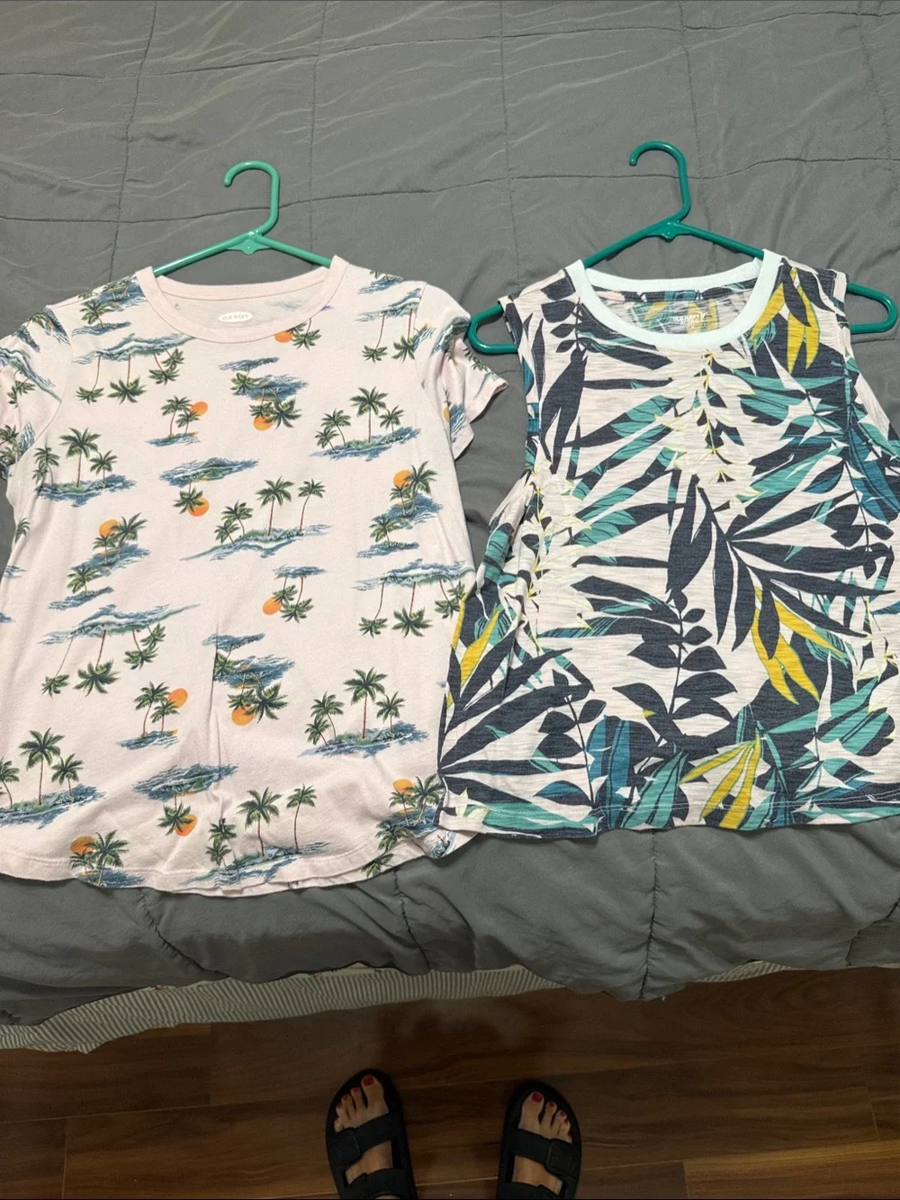 Tropical Print Tops - Pink & Teal